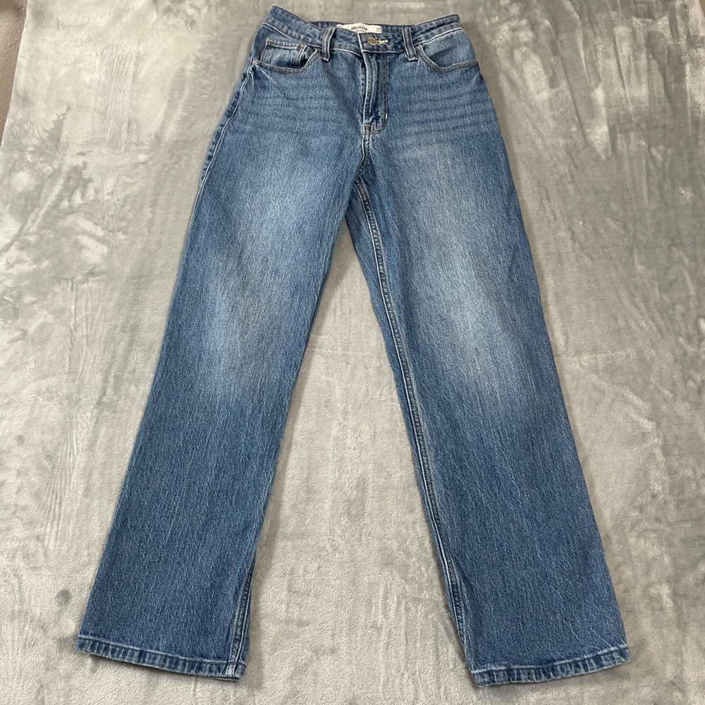 Hollister Ultra High-Rise Dad Jeans Blue Medium Wash 00s W24 Short Relaxed Fit